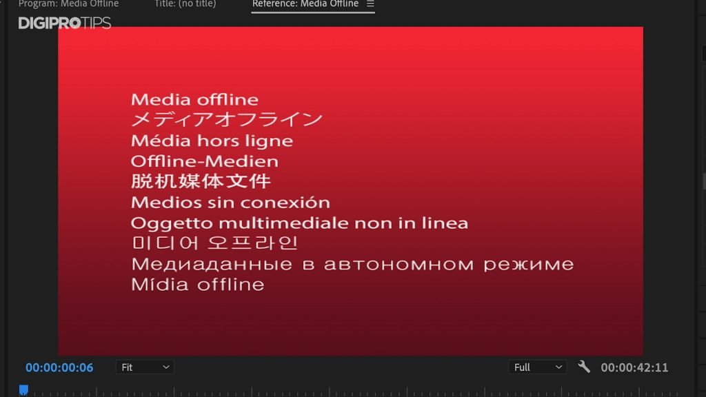 Media Offline Screen in Premiere Pro