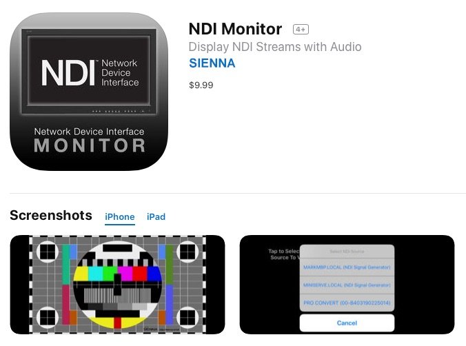 NDI Monitor iOS App