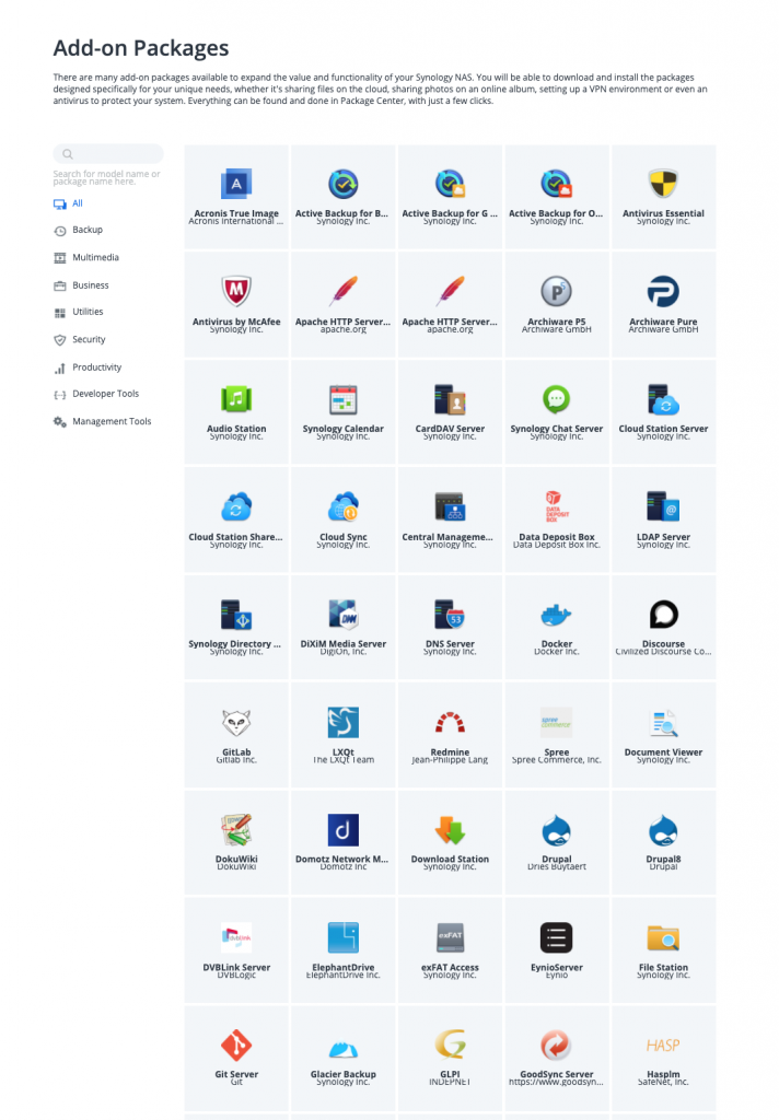 Synology DSM Add-on Packages - synology network drive