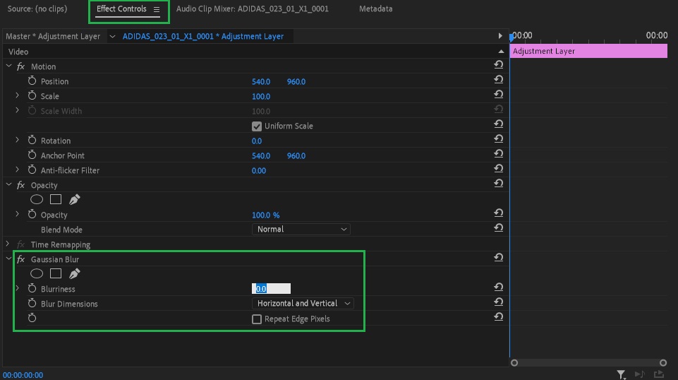 Effect parameters on adjustment layer premiere pro