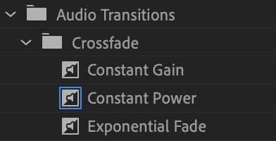 Audio Tranisition Options - fade out audio premiere