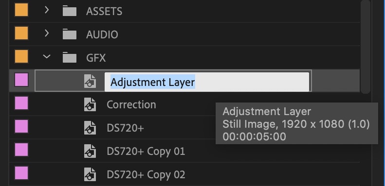 Rename adjustment layer premiere pro