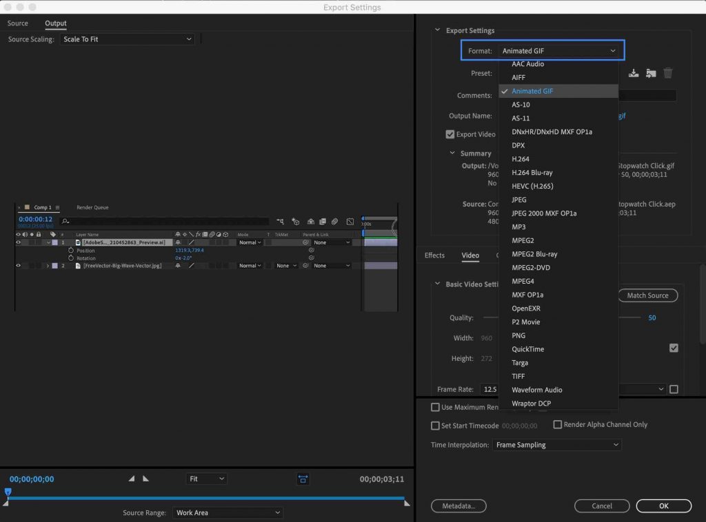 Media Encoder Animated GIF - After Effects Export