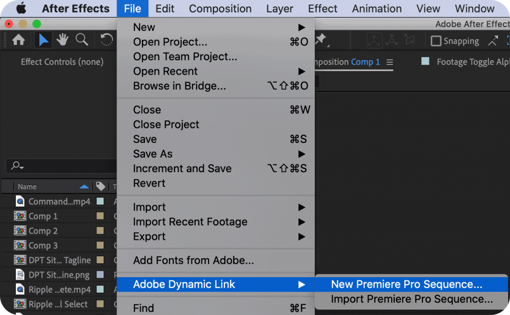 Adobe Dynamic Link New Premiere Pro Sequence
