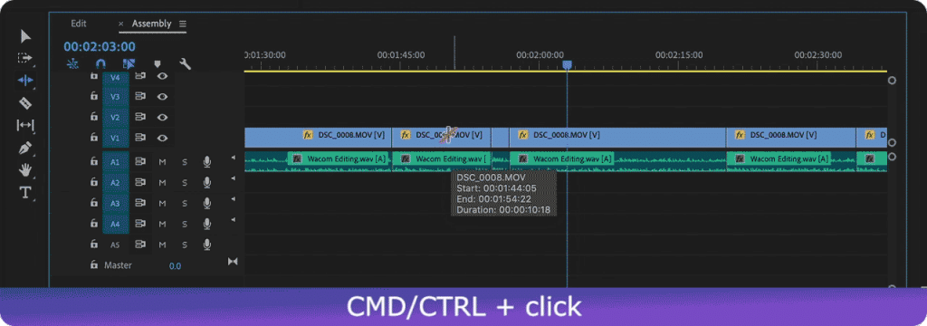 Premiere Pro command control click drag ripple edit