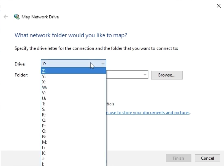 Map Network Drive Windows Choose Letter for Premiere Pro