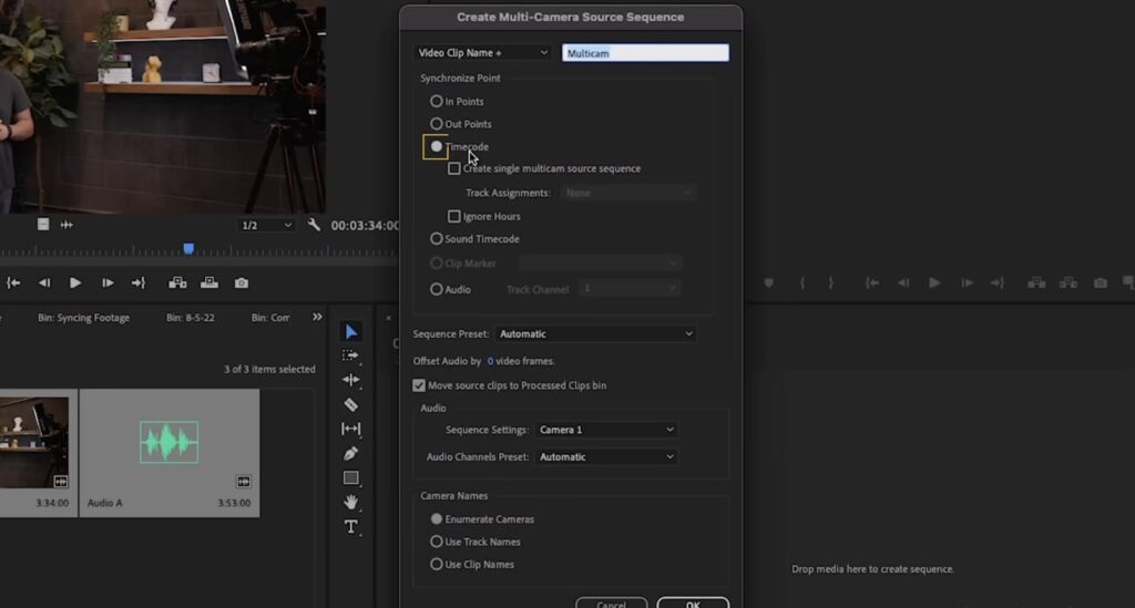 Premiere Pro Multicam Sync Timecode