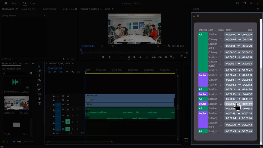 Firecut AI Multicamera Editing