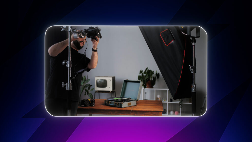 Creator setting up filming equipment